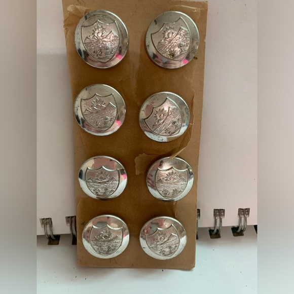 Vintage Ohio State Seal Silver Tone Metal Buttons-Set Of 8 - Picture 1 of 4